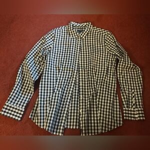 Talbots womens black and white gingham tailored shirt size 8 petite